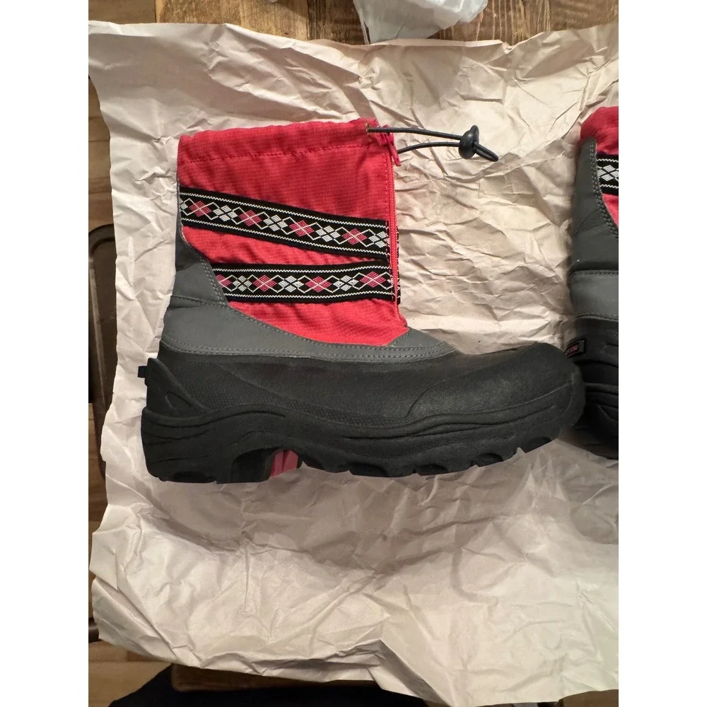 Lands End Snow Flurry Kids Winter Boots Pink Black Size 3 Girls 406690